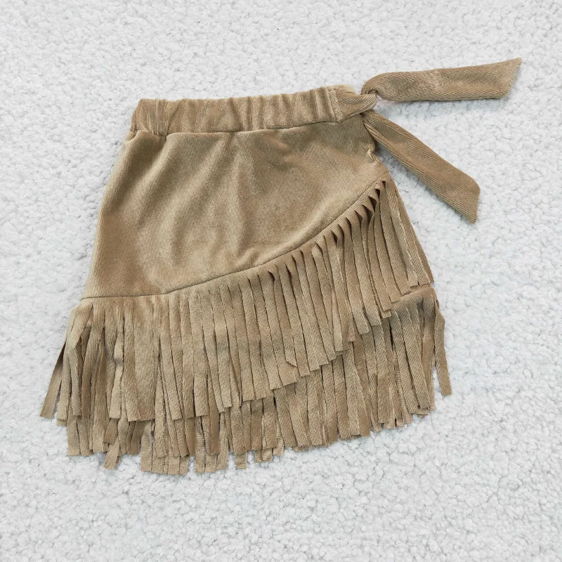 Khaki  tassel girls dress