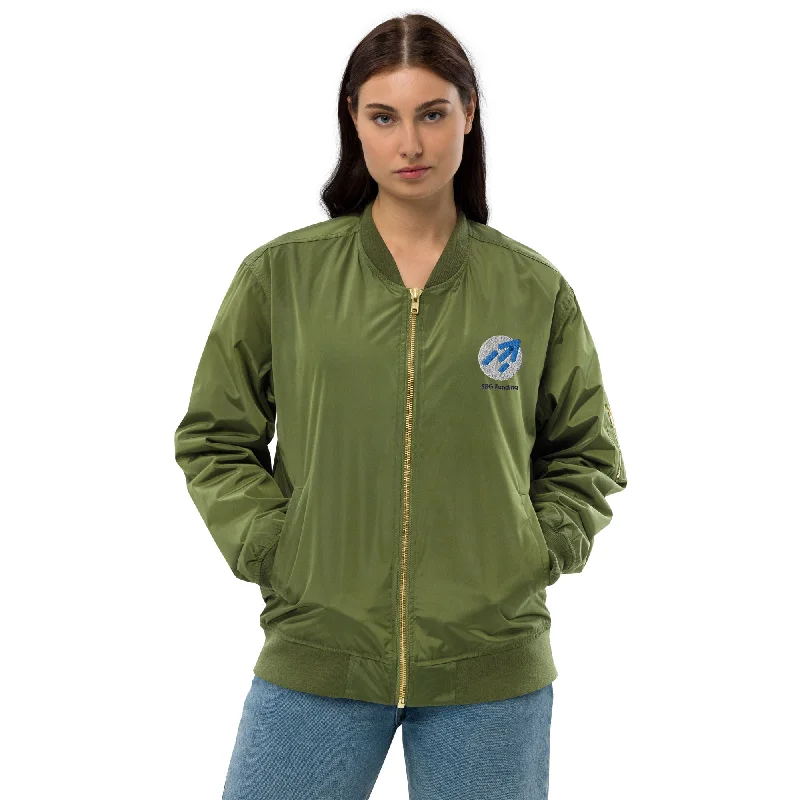 Premium recycled bomber jacket Stand-Up Collar Roll-Neck Collar Turtle Neck