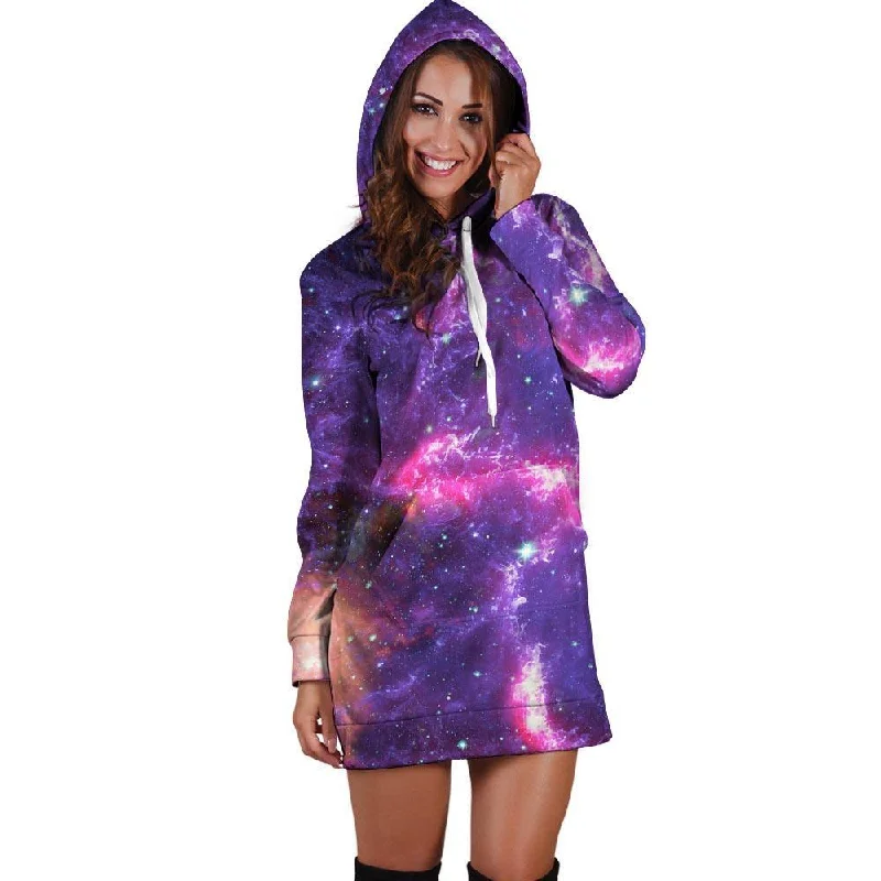 Purple Nebula Galaxy Space Hoodie Dress