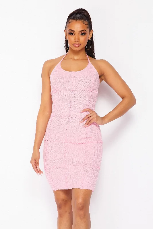 Racing Hearts Ribbed Halter Dress