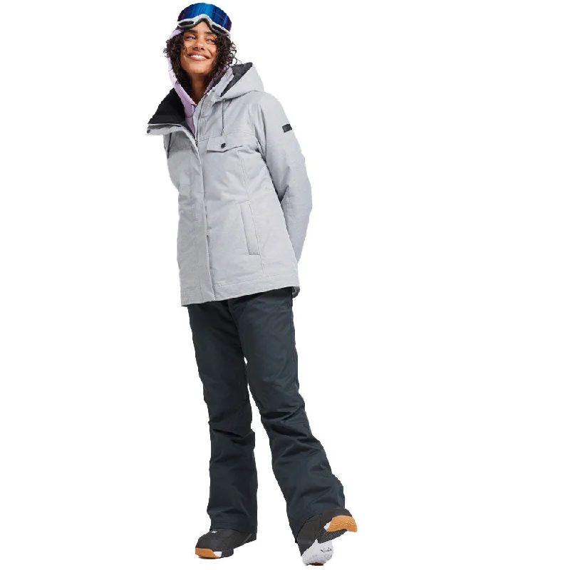 Roxy Billie Snowboard/Ski Jacket - Heather Grey Fleece Fabric Down Fabric Feather Fabric Roxy Billie Snowboard/Ski Jacket - Heather Grey Fleece Fabric Down Fabric Feather Fabric