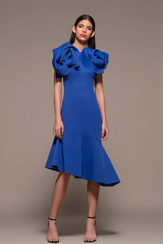 Ruffled Bodice Asymmetric Dress
