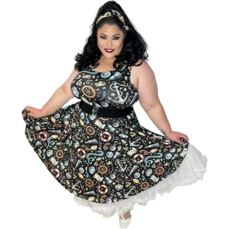 SAILORS DREAM Knee Length Skater Dress With Pockets