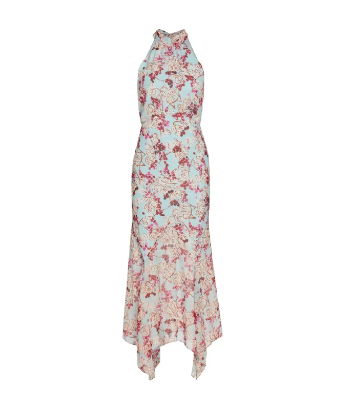 Lila Silk Halterneck Dress in Mulberry Day