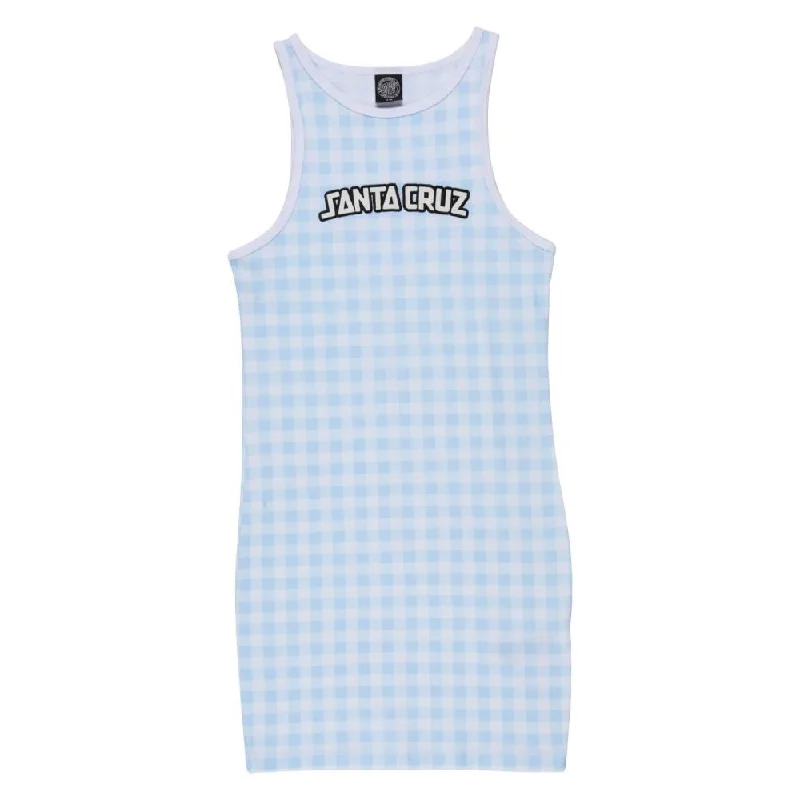 Santa Cruz Womens Dress Arch Strip Dress - Blue Gingham