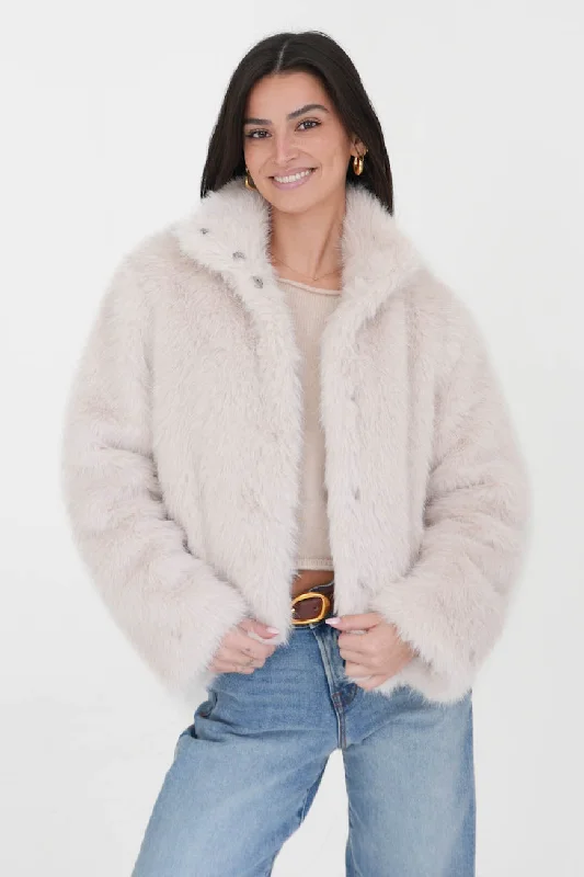 Spice it Up Faux Fur Jacket Zippered Front Buttoned Front Snap Front
