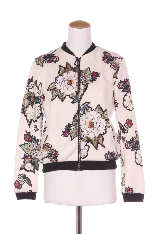 SPICYSUGAR - Cream floral print bomber jacket! 8-10 V-Neck Jacket Boat Neck Jacket Square Neck Jacket SPICYSUGAR - Cream floral print bomber jacket! 8-10 V-Neck Jacket Boat Neck Jacket Square Neck Jacket