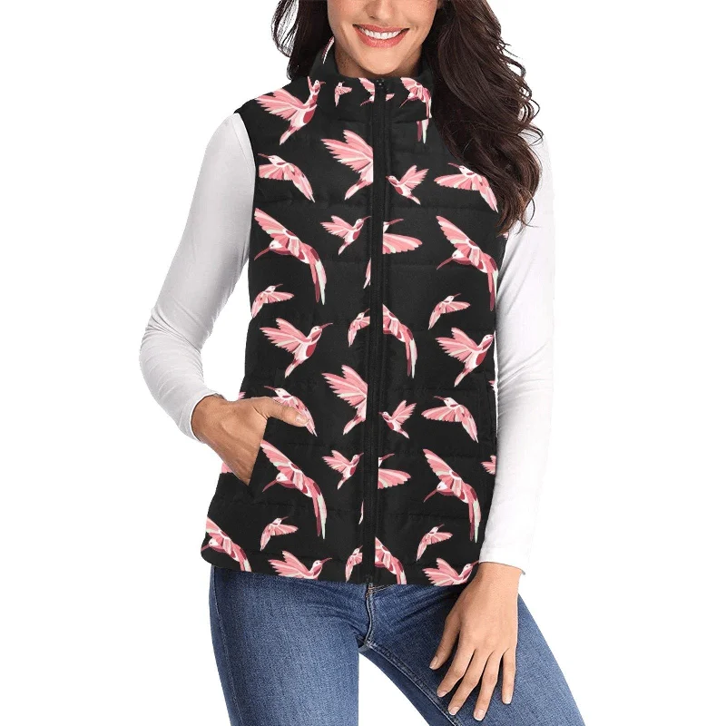 Strawberry Black Women's Padded Vest Jacket Jersey Jacket Tulle Jacket Batik Jacket