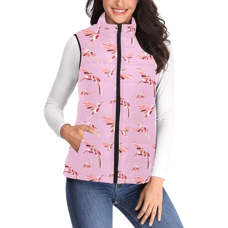 Strawberry Pink Women's Padded Vest Jacket Front Pockets Side Pockets Patch Pockets Strawberry Pink Women's Padded Vest Jacket Front Pockets Side Pockets Patch Pockets