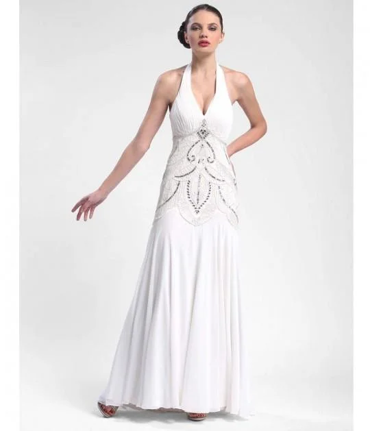 Sue Wong - W5231SC Halter V Neck Embellished Long Dress