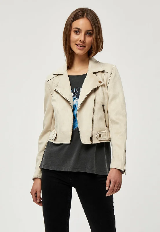 DSTabarak Biker Jacket - Sandshell Satin Jacket Silk Jacket Chiffon Jacket