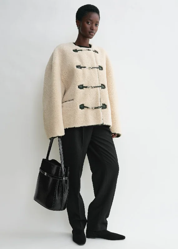 Teddy shearling clasp jacket off-white Mesh Jacket Canvas Jacket Denim Jacket