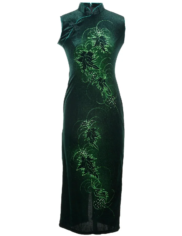 Velvet Snakeskin Finish Evening Dress - XS
