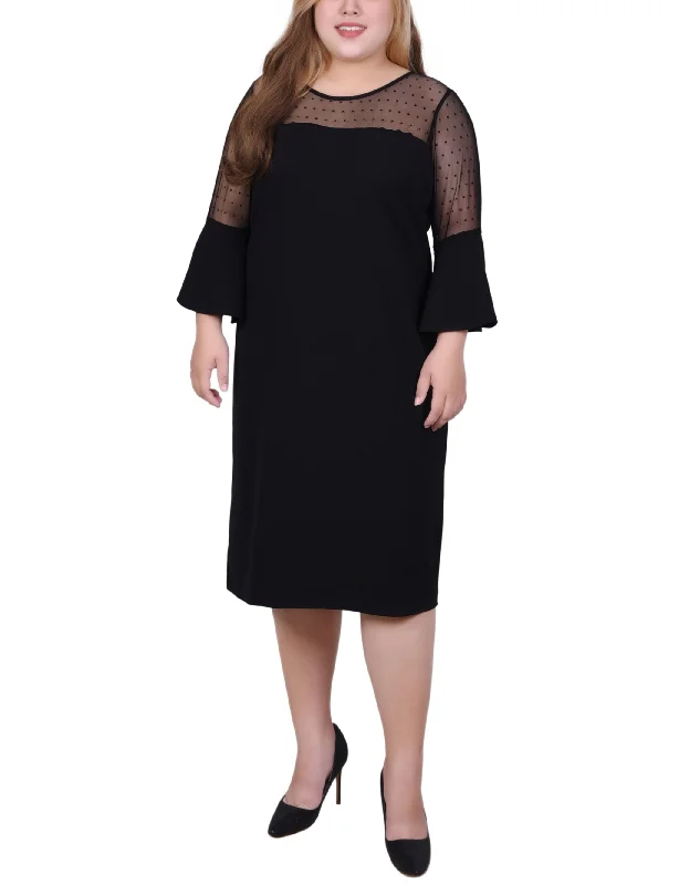 Plus Size Illusion Neck Scuba Dress