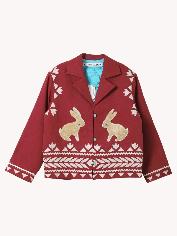 WESTERN PLUM HARE JACKET V-Neck Jacket Boat Neck Jacket Square Neck Jacket