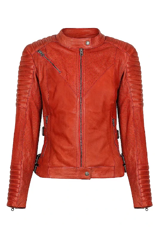 Wild & Free Women's Rust Leather Jacket Satin Jacket Silk Jacket Chiffon Jacket