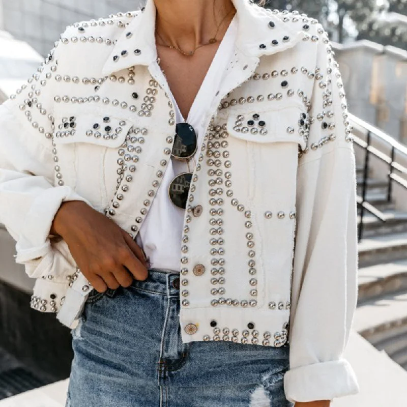 Winter Fall 2019 New Women's Trendy Rivet Lapel Single-Breasted Jackets Fashion Female Street Wear Gypsy Coats Jacket Blazer Coat Winter Fall 2019 New Women's Trendy Rivet Lapel Single-Breasted Jackets Fashion Female Street Wear Gypsy Coats Jacket Blazer Coat