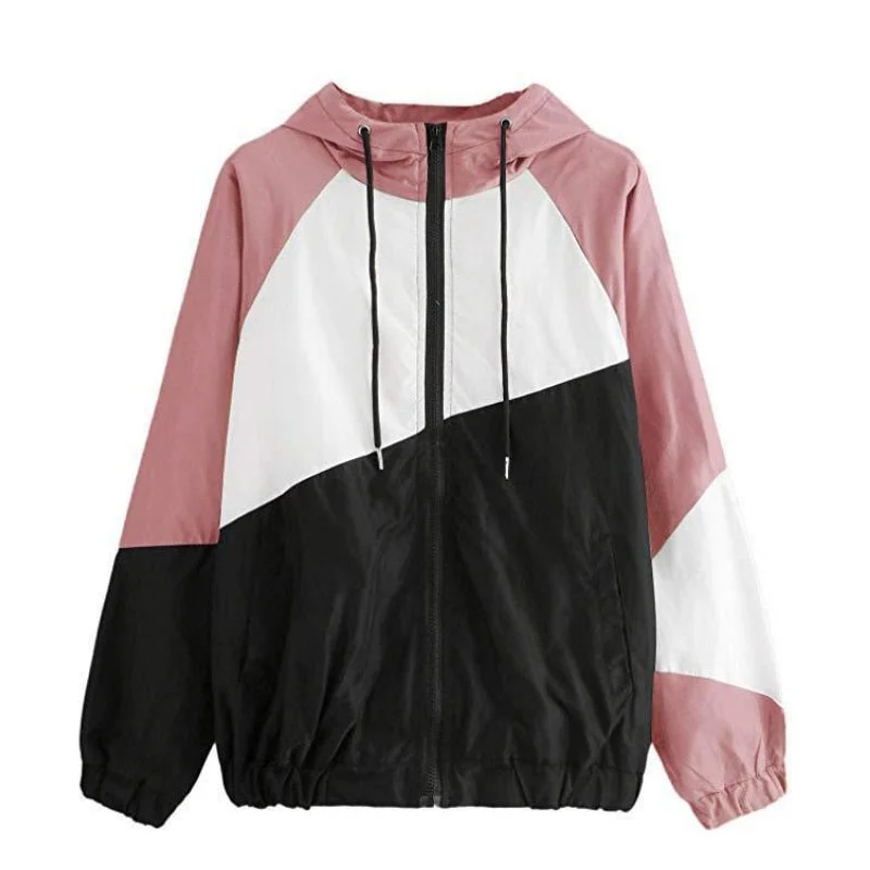 Women Basic Jackets Female Zipper Pockets Casual Long Sleeves Coats Autumn Hooded Jacket Two Tone Windbreaker Jacket Tailored Jacket Straight Jacket A-Line Jacket Women Basic Jackets Female Zipper Pockets Casual Long Sleeves Coats Autumn Hooded Jacket Two Tone Windbreaker Jacket Tailored Jacket Straight Jacket A-Line Jacket