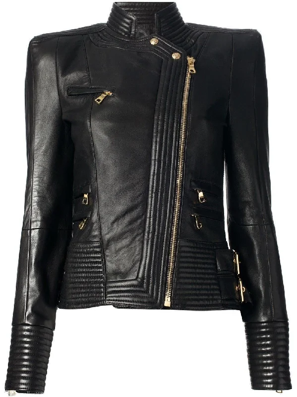Women's Distinctive Quilted Leather Jacket WJ046 Fleece Fabric Down Fabric Feather Fabric Women's Distinctive Quilted Leather Jacket WJ046 Fleece Fabric Down Fabric Feather Fabric