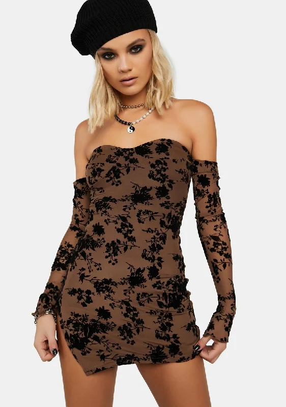 Chocolate Midnight Memories Mini Dress Cozy Knitted Mini Dress