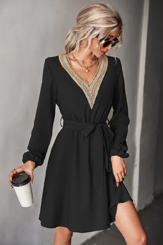 Fashion V Neck Long Sleeves Mini Dresses Stylish Short Sleeve Mini Dress