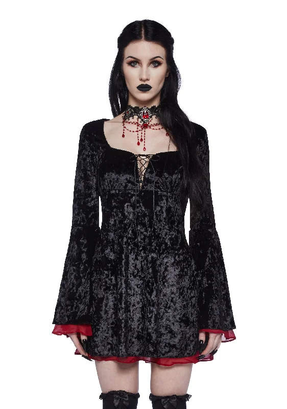 Gothic Beauty Velvet Mini Dress Cozy T-Shirt Mini Dress