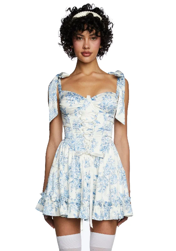 Holding Court Mini Dress - Blue Trendy Lace Mini Dress