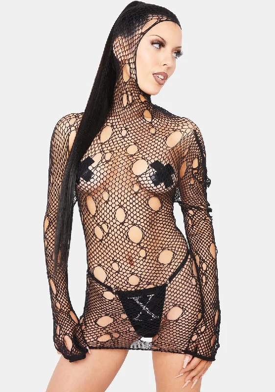 Hooked On You Fishnet Mini Dress Elegant Tulle Mini Dress