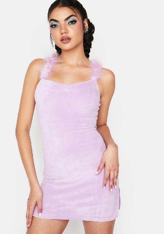 Lilac Popstar Privilege Mini Dress Stylish Sweetheart Neck Mini Dress