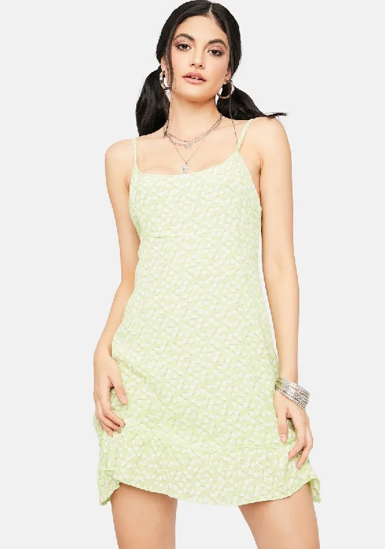 Lime Collect Call Floral Mini Dress Trendy Off-Shoulder Dress Mini