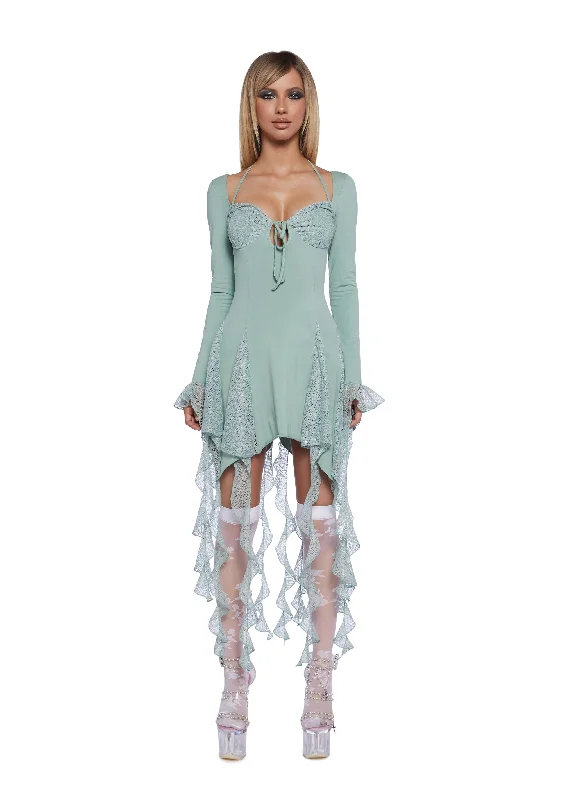 Lost In Fairyland Mini Dress - Green Comfortable Boho Mini Dress