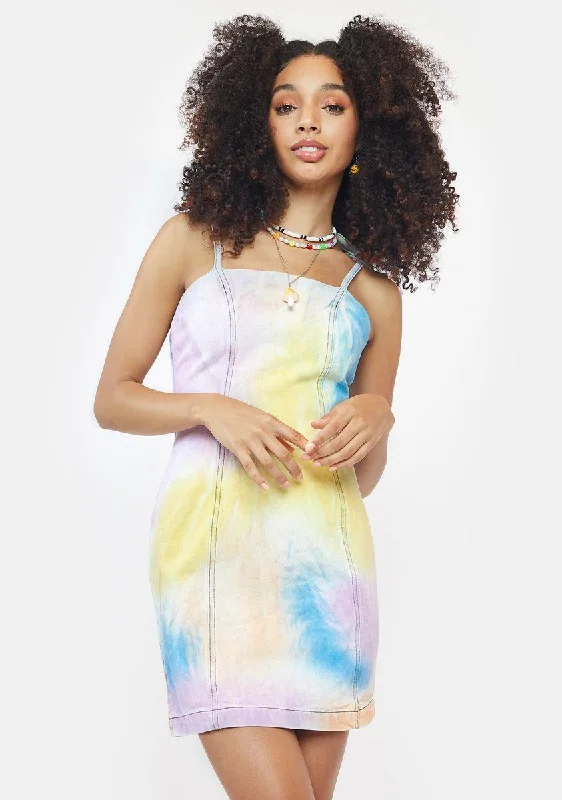 Multi Tie Dye Mini Dress Trendy Wraparound Mini Dress