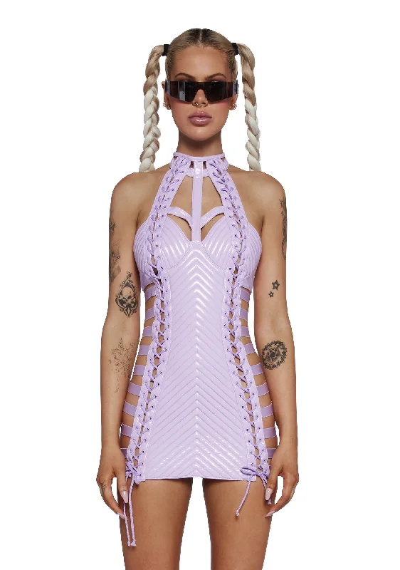 Rude Awakening Mini Dress - Purple Cozy A-Line Mini Dress