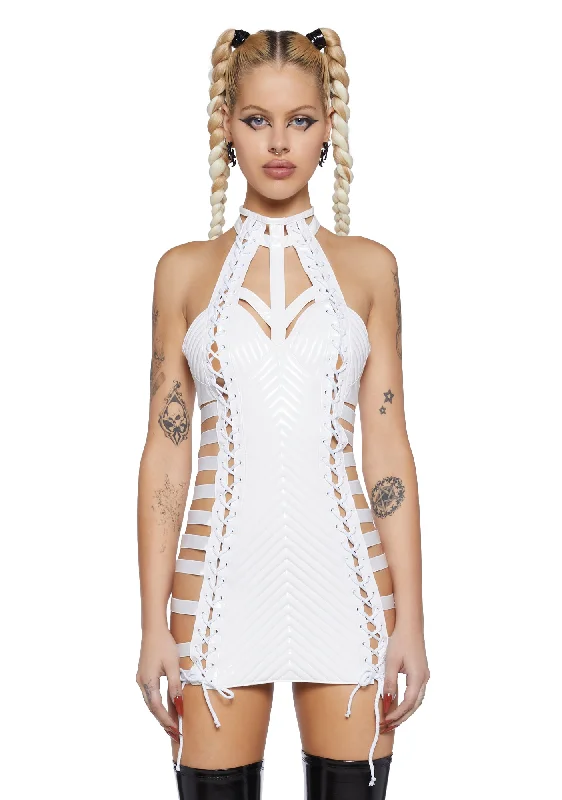 Rude Awakening Mini Dress - White Classic Solid Mini Dress