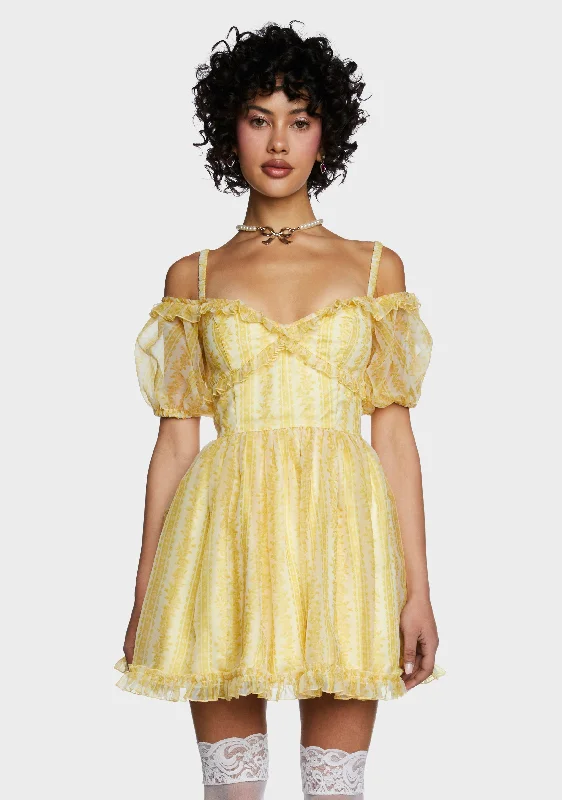 Sense N' Sensibility Mini Dress - Yellow Elegant Silk Mini Dress