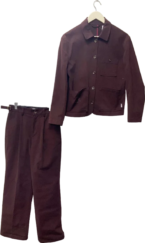 Batch Burgundy Jacket and Trousers Set UK S Front Pockets Side Pockets Patch Pockets