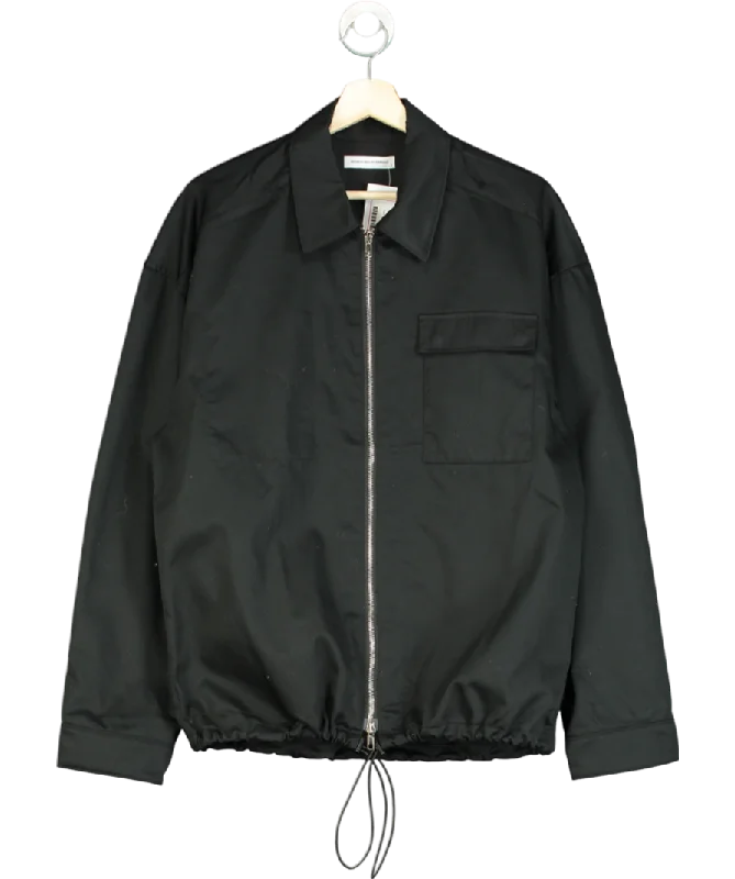 Bayse by Elliot Garnaut Black Collared Bomber Jacket UK S Ribbed Jacket Pleated Jacket Ruffled Jacket