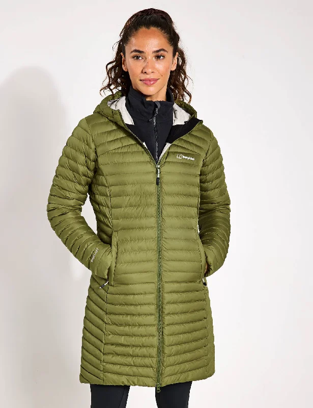 Nula Micro Jacket Long - Oak Moss Zippered Jacket Buttoned Jacket Snapped Jacket