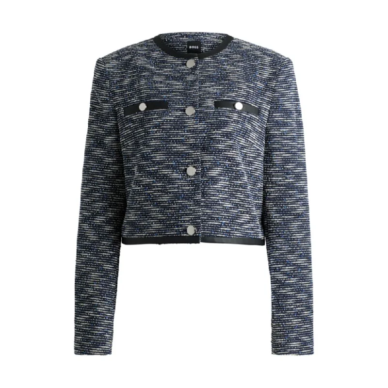 Cropped jacket in cotton tweed Herringbone Jacket Checkered Jacket Solid Jacket