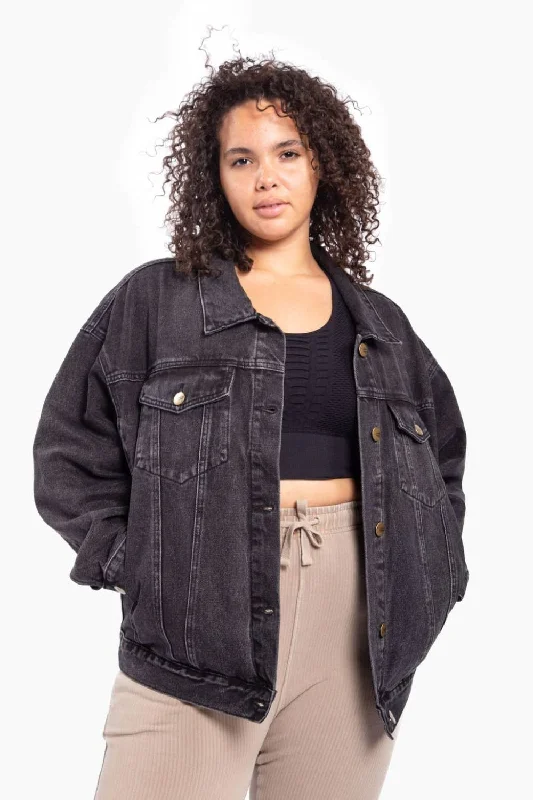 CURVY Boxy-Cut Denim Jacket Mesh Jacket Canvas Jacket Denim Jacket