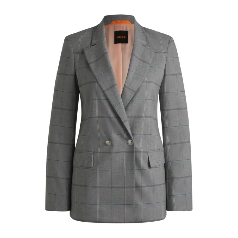 Double-breasted jacket in checked stretch fabric Jacket Blazer Coat