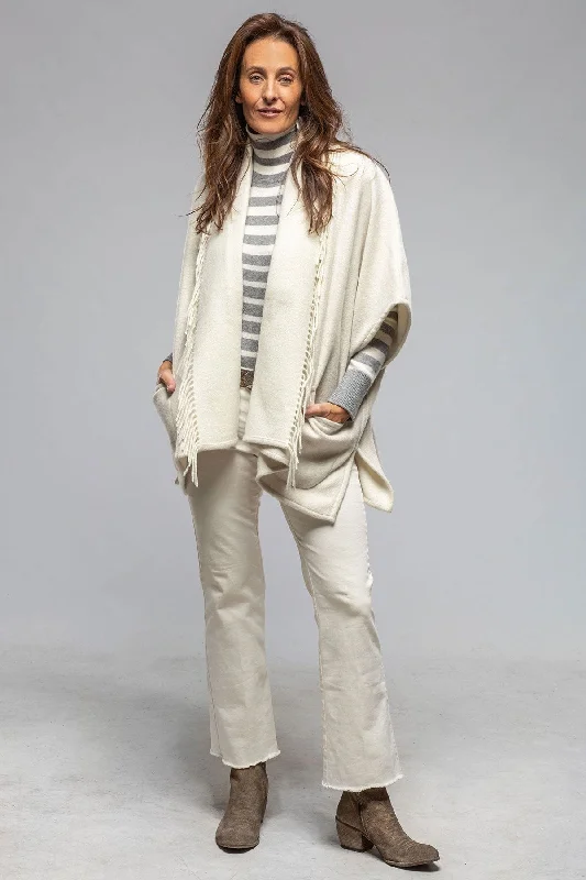 Eleonora Cashmere Cape Jacket In Cream One-Shoulder Jacket Off-the-Shoulder Jacket Asymmetrical Jacket