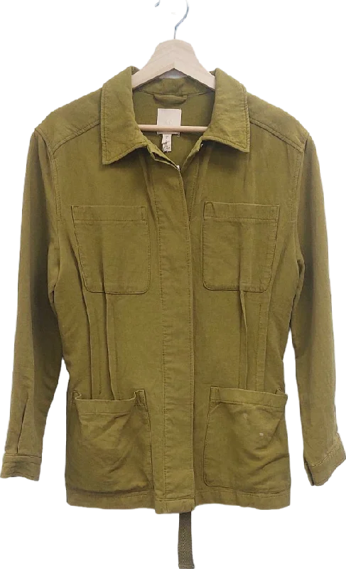 H&M Green Utility Jacket UK 8 Front Pockets Side Pockets Patch Pockets