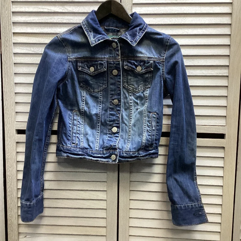 Jacket Denim By Aeropostale In Blue Denim, Size: S Zip Front Button Front Snap Front