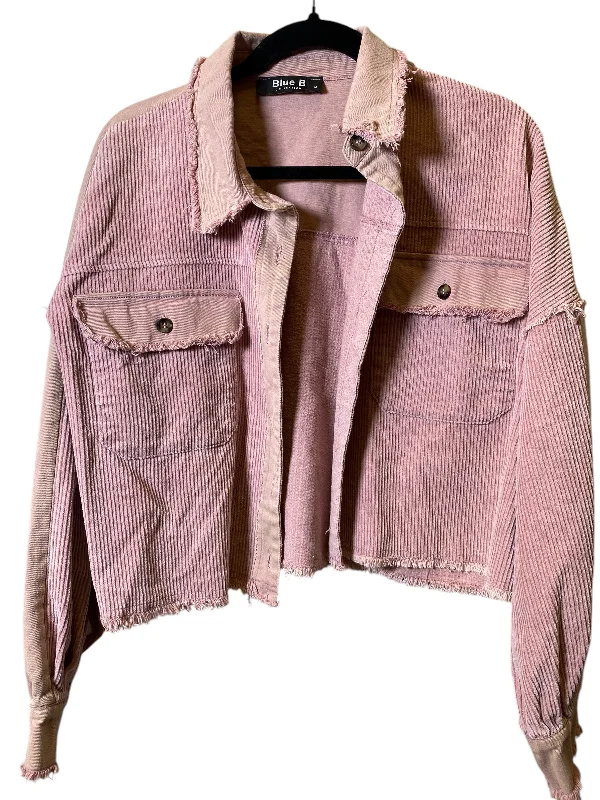 Jacket Denim By Blue B In Pink, Size: M Front Pockets Side Pockets Patch Pockets