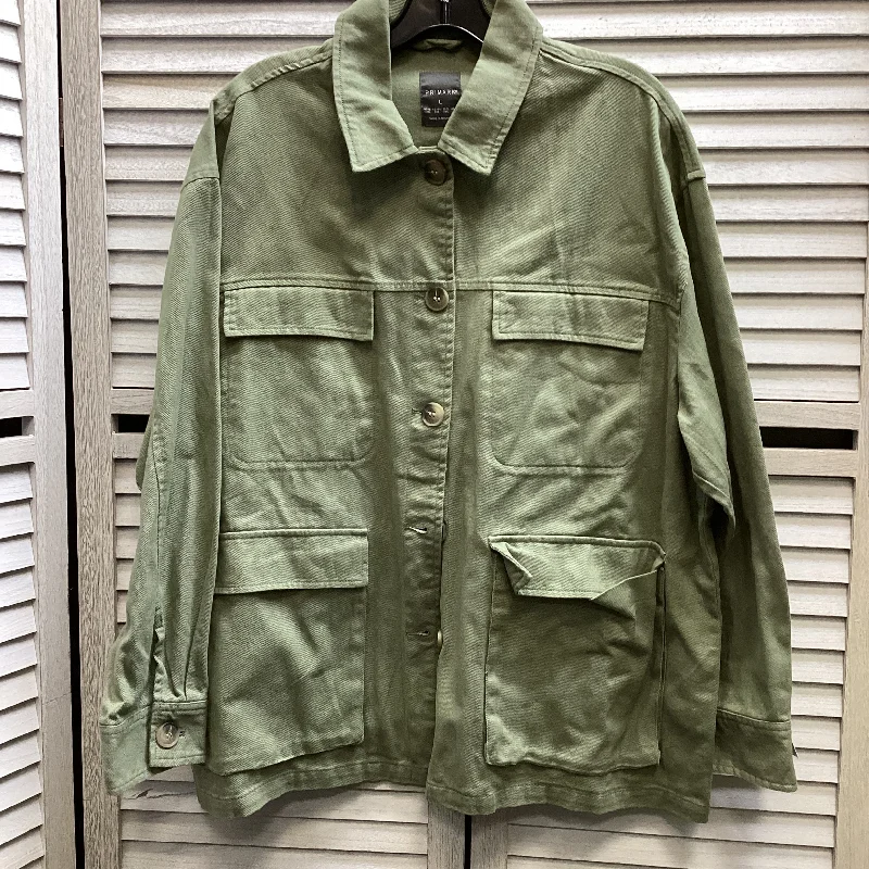 Jacket Denim By Primark In Green, Size: L Hoodie Zip-Up Jacket Button-Up Jacket