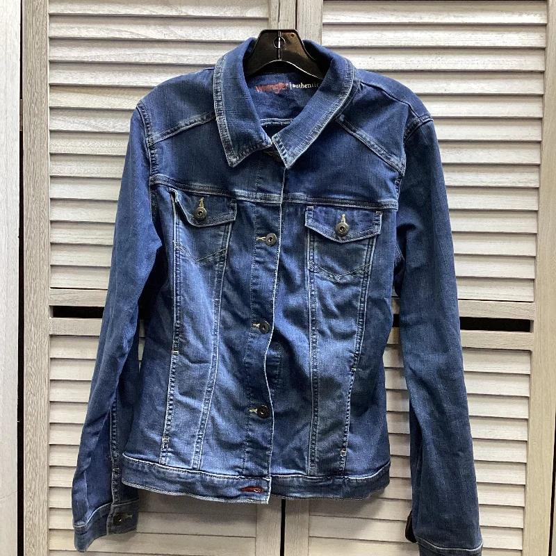 Jacket Denim By Wrangler In Blue Denim, Size: Xl Tailored Jacket Straight Jacket A-Line Jacket