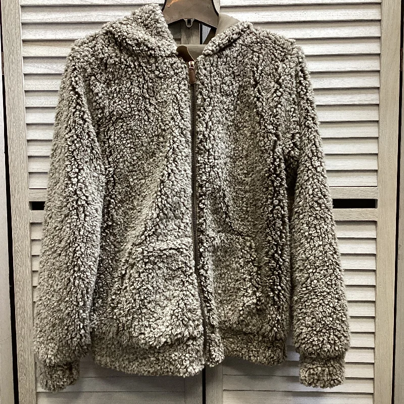 Jacket Faux Fur & Sherpa By Kori America In Grey, Size: S Chenille Jacket Brocade Jacket Lace Jacket