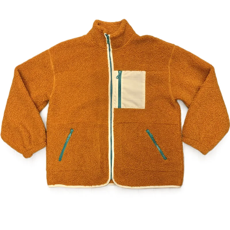 Jacket Faux Fur & Sherpa By Universal Thread In Orange, Size: M Tailored Jacket Straight Jacket A-Line Jacket