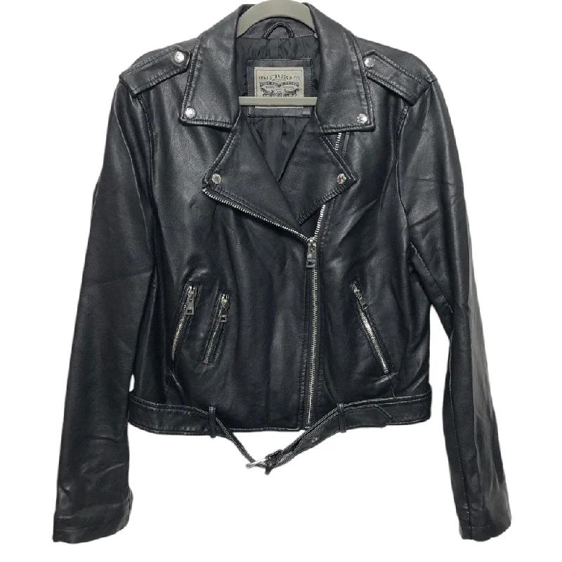 Jacket Moto By Levis In Black, Size: L Notch Collar Jacket Peter Pan Collar Jacket Cowl Neck Jacket